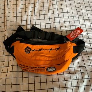 petals and peacocks orange fanny pack rose wire